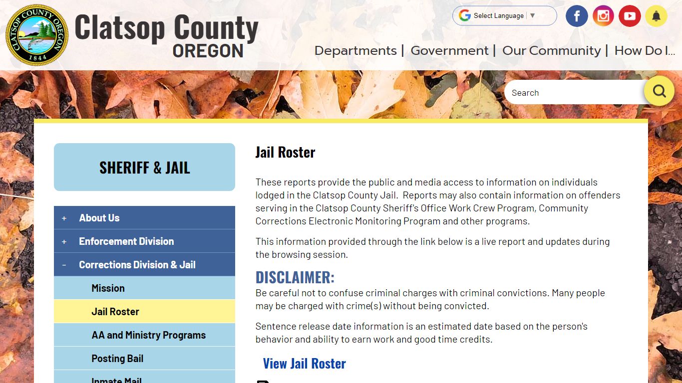 Jail Roster | Clatsop County OR
