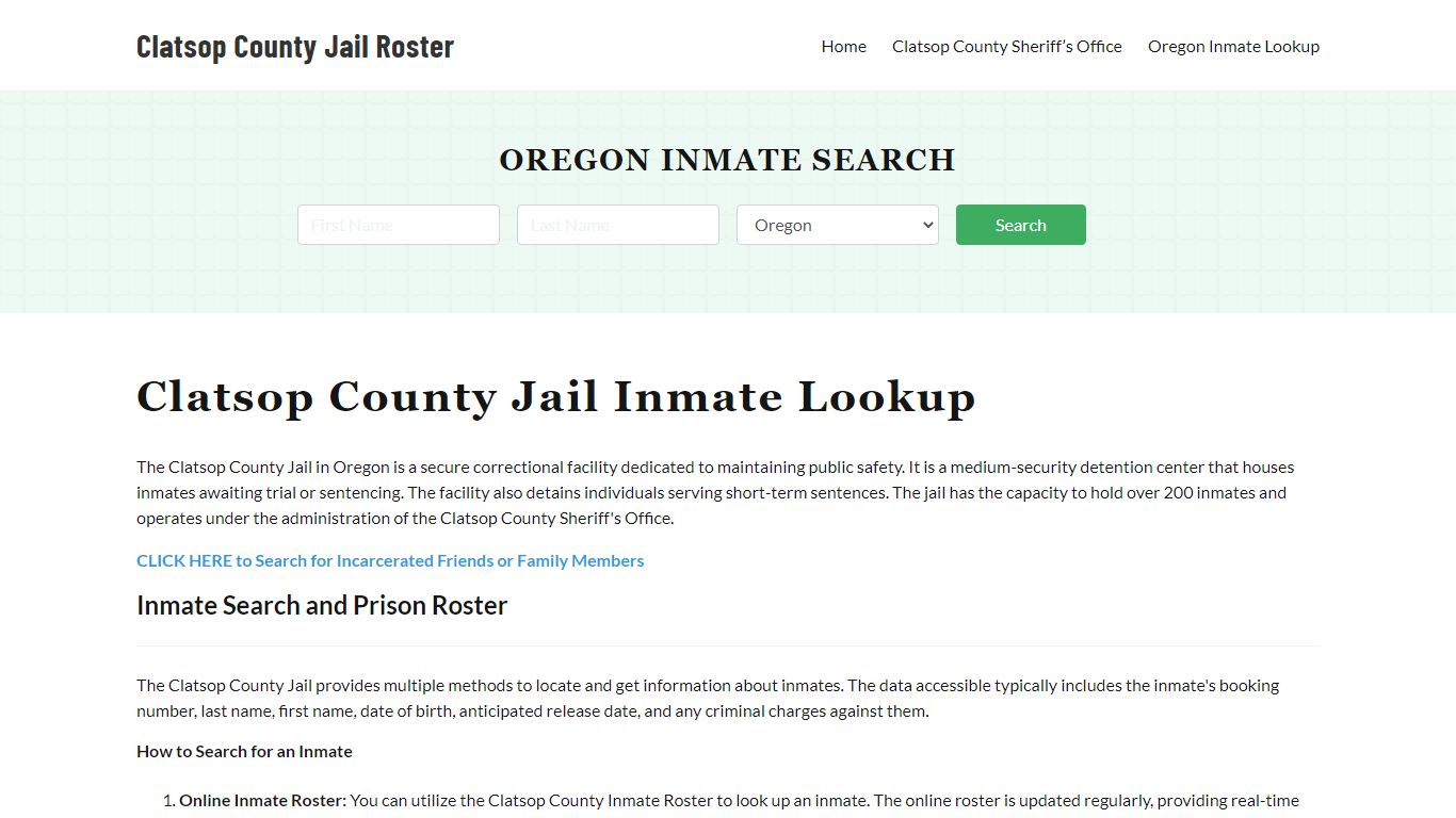Clatsop County Jail Roster Lookup, OR, Inmate Search